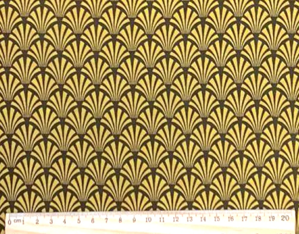Tela abanicos mostaza y marrón 50x74 cm – photo 3